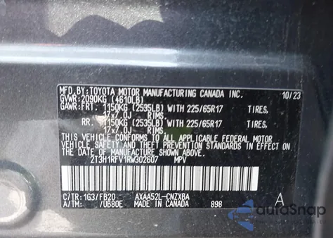 2024 Toyota Rav4 Le z USA, uszkodzony, nr VIN 2T3H1RFV1RW302607